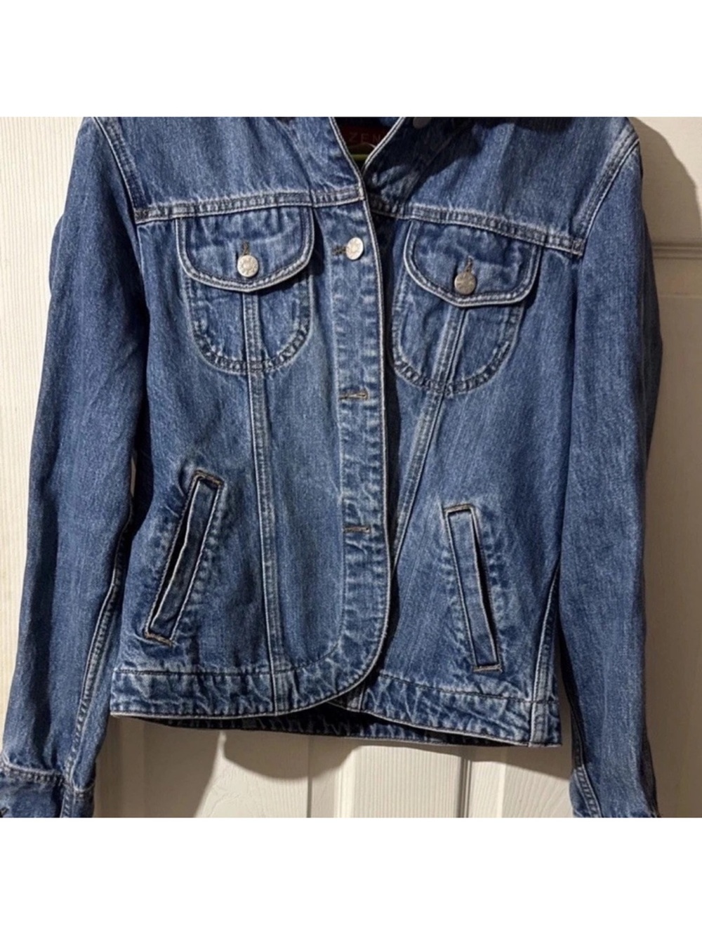 VTG Women M Zena Jeans Denim Jacket Blue Button Up Retro Hippie
Boho Western Y2K